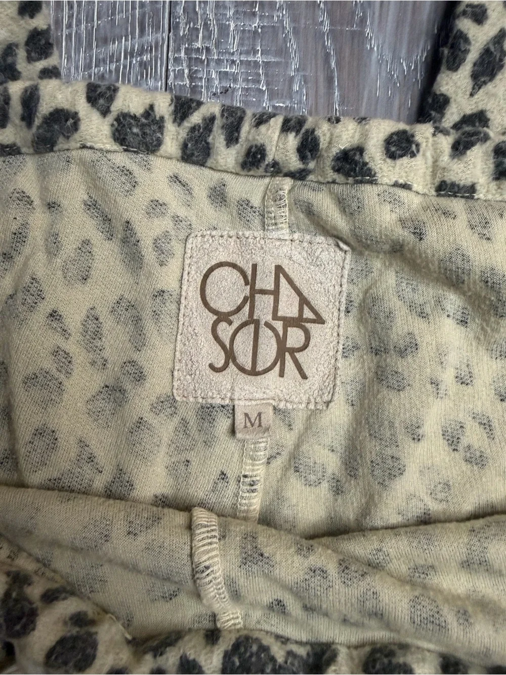 Chaser Leopard Print Knit Pants - Beige & Black - Picture 2 of 3